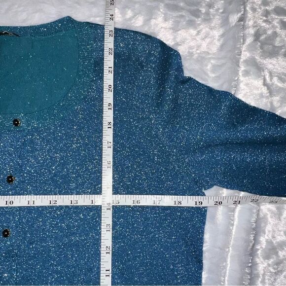 TALBOTS Marine Blue Metallic Cardigan - Picture 5 of 8
